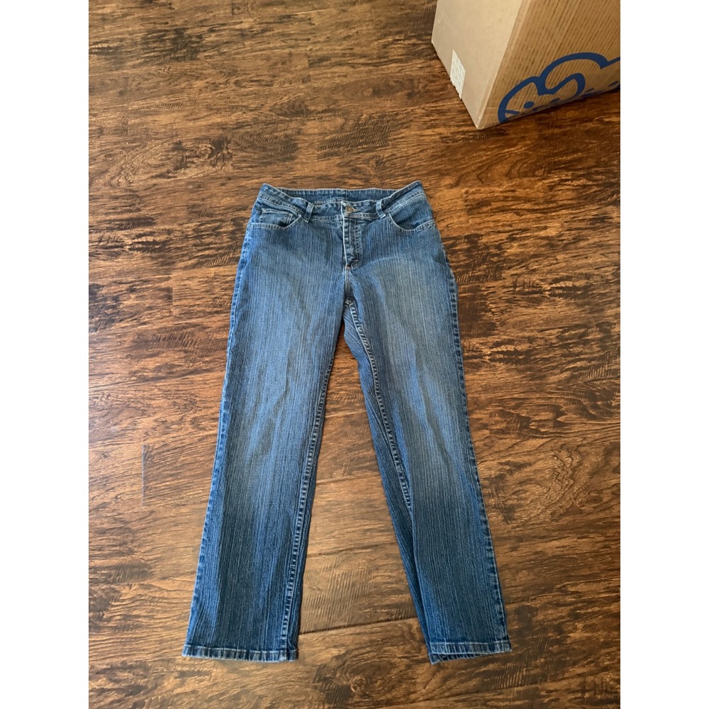 Lee Riders Womens 12P Blue Straight Leg Mid Rise Stretch Jeans 130G186